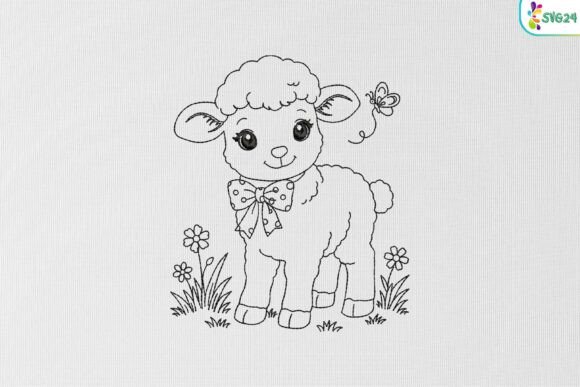 Cute Baby Lamb: A Seasonal Embroidery Gem