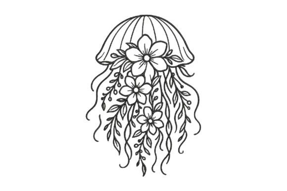 Floral Jellyfish Embroidery Design