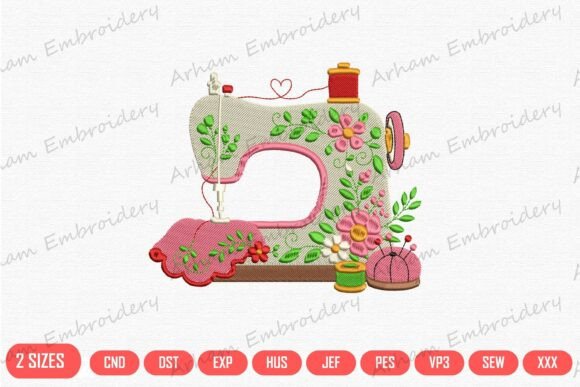 Floral Vintage Sewing Machine Charm