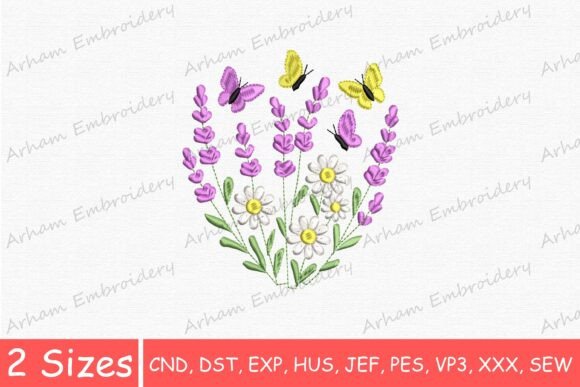 Lavender Daisy Bouquet with Butterflies